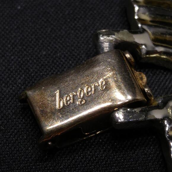 Bergere Modernist Gold Tone Bracelet 1940s 1950s Vintage Jewelry Signed - Picture 5 of 10